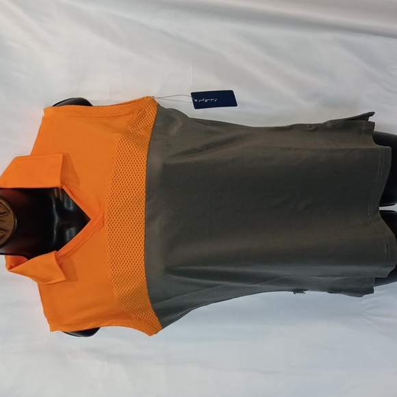 Fila Women’s NWT activewear gray top with orange strip block stripe - Picture 1 of 8